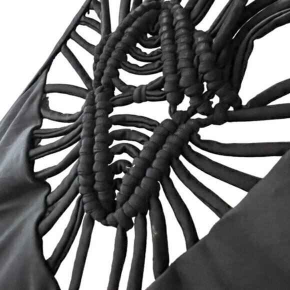 Black Tankini Braided‎ Front Size Medium Pool Beach Backless Halter Tie - Picture 3 of 8